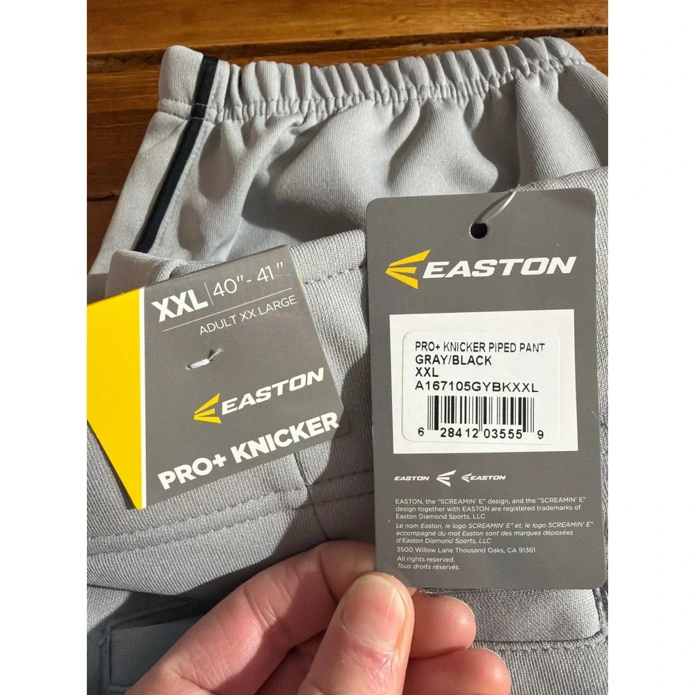 Easton Pro+ Knicker Baseball Pants Adult XXL Gray Black‎ Piped A167105GYBK NEW